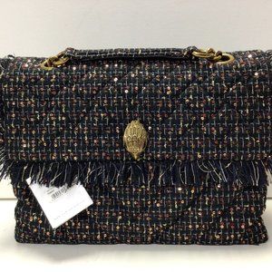 NWT Kurt Geiger London Kensington X Tweed Embellished Shoulder Bag